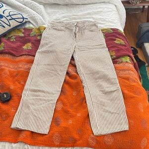 Reformation Beige Striped Jeans
